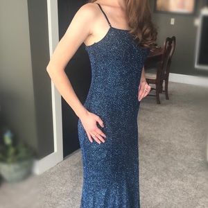Full length navy sparkly blue gown/dress